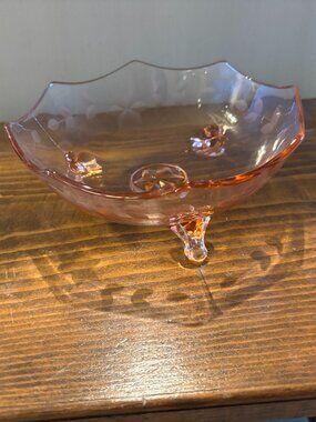 Pink Glass Candy Dish Vintage